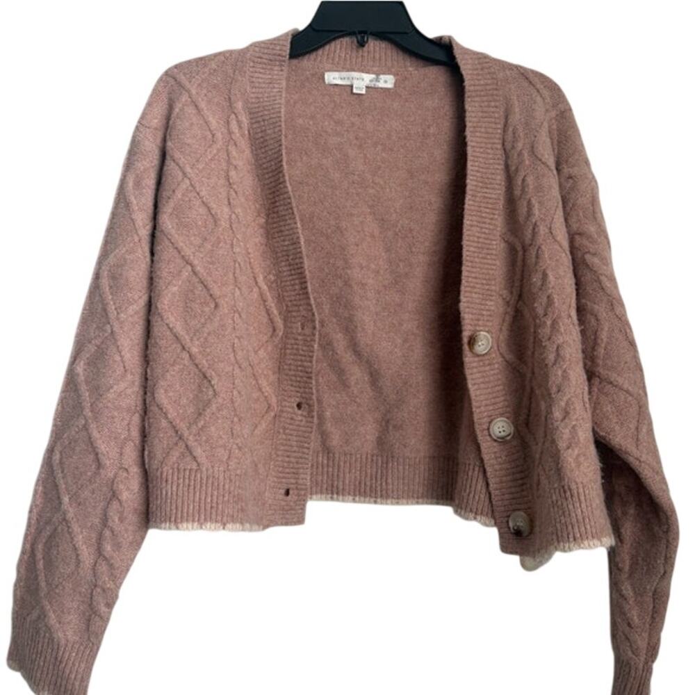 NWOT Altar'd State Womens Pink and White Button Cable Knit Cardigan Size XS